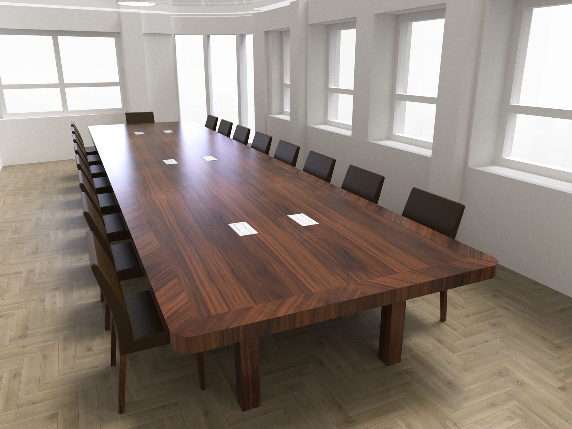 Długi stół konferencyjny z drewna