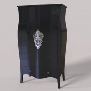 szafa max glamour czarna wysoki polysk z duzym ormanentem srebrnym scaled