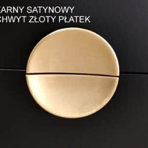 kolor mebla czarny satyna złoty uchwyt duży okragły