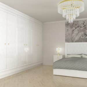 Szafa zabudowa sypialni biała glamour
