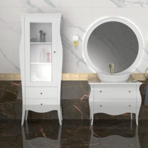 meble łazienkowe białe glamour