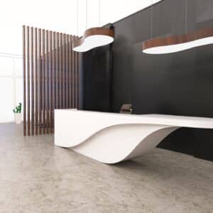 Lada recepcyjna z białego solid surface