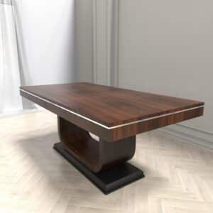 Stół w stylu Art Deco drewniany z chromem