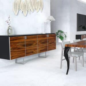 nowoczesne luksusowe meble do salonu szafka palisander srebrne metalowe dodatki