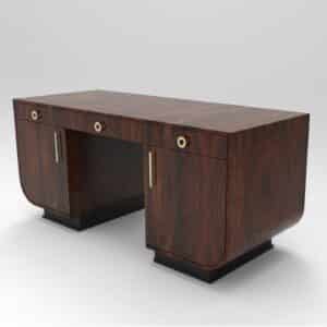 biurko modern art deco drewniane z mosiadz