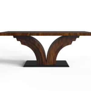 stół w stylu art deco podstawa wachlarz drewno