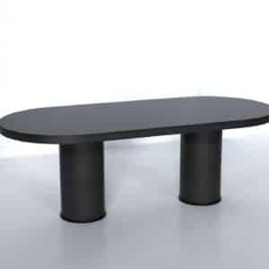 stol owalny czarny drewniany