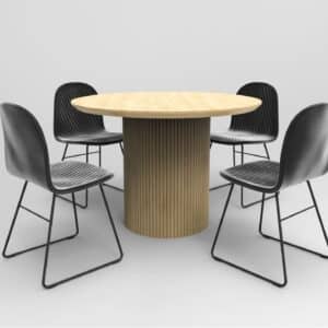 stol okragly drewniany z lamelami nowoczesny