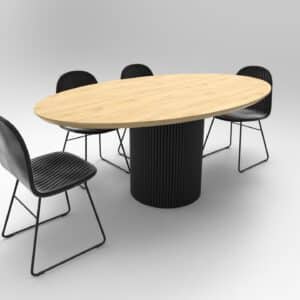 stol owalny drewniany noga lamele nowoczesny