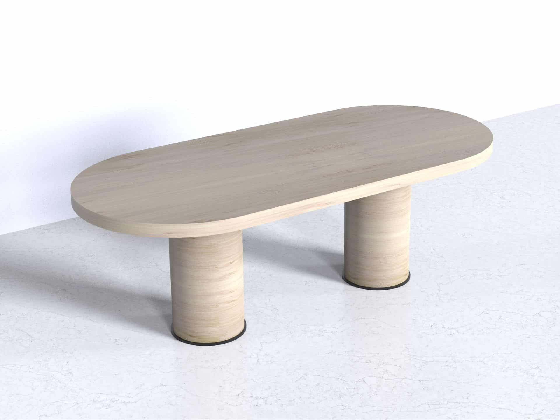 stol owalny nowoczesny drewniany na okraglych nogach