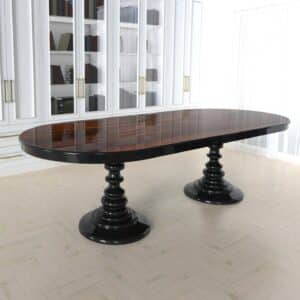 stol owalny drewniany glamour nogi toczone