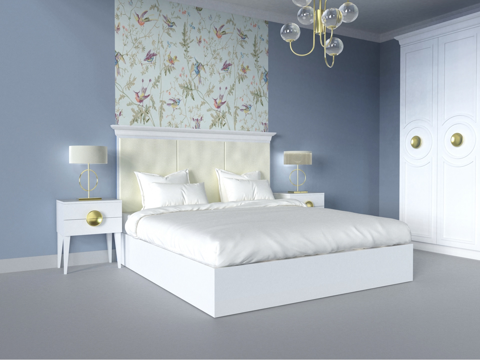 sypialnia classic 2 glamour biala zlota stoliki nocne lozko 2