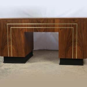 art deco biurko orzech wloski zlote listwy inkrustacja