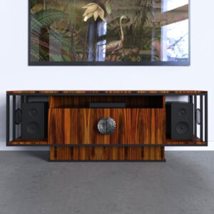 szafka art deco nova RTV nowoczesna metal szklo drewno 7