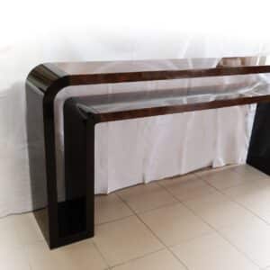 konsola zaokraglona brazowa wysoki polysk