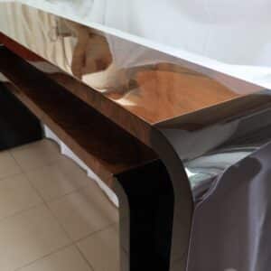 konsola zaokraglona brazowa wysoki polysk 3