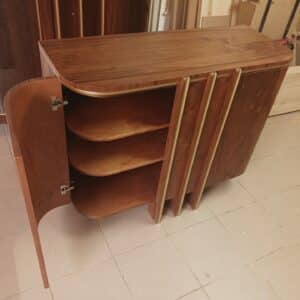 meble zaokraglone szklo drewno zloto 2