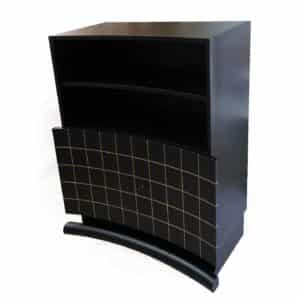 szafka czarna art deco inkrustowana mosiadzem 6