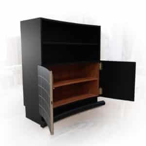 szafka czarna art deco inkrustowana mosiadzem 7