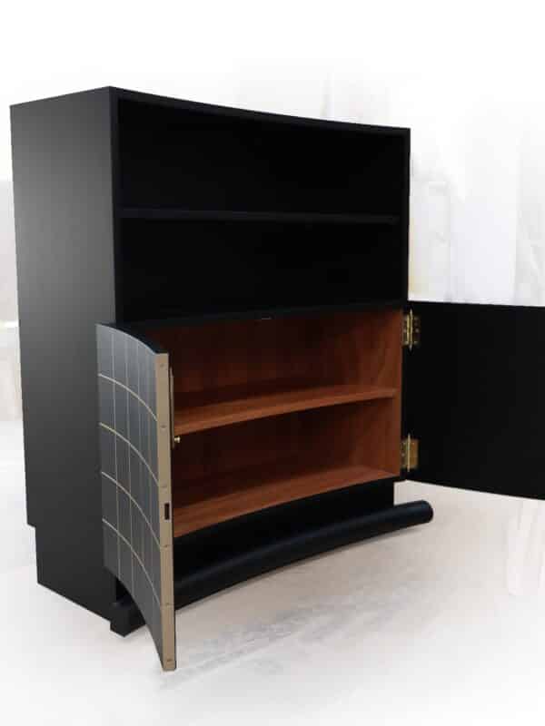 szafka czarna art deco inkrustowana mosiądzem 7