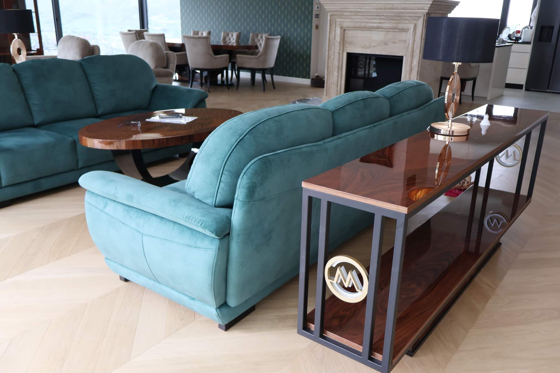 konsola art deco nova wnetrze sofa turkusowa