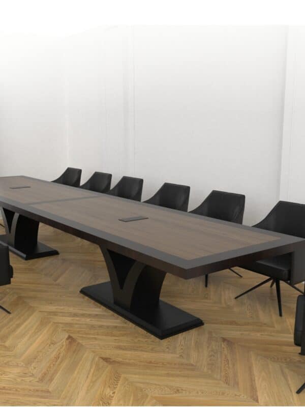 stol konferencyjny dlugi 5m orzech ciemny podstawa art deco