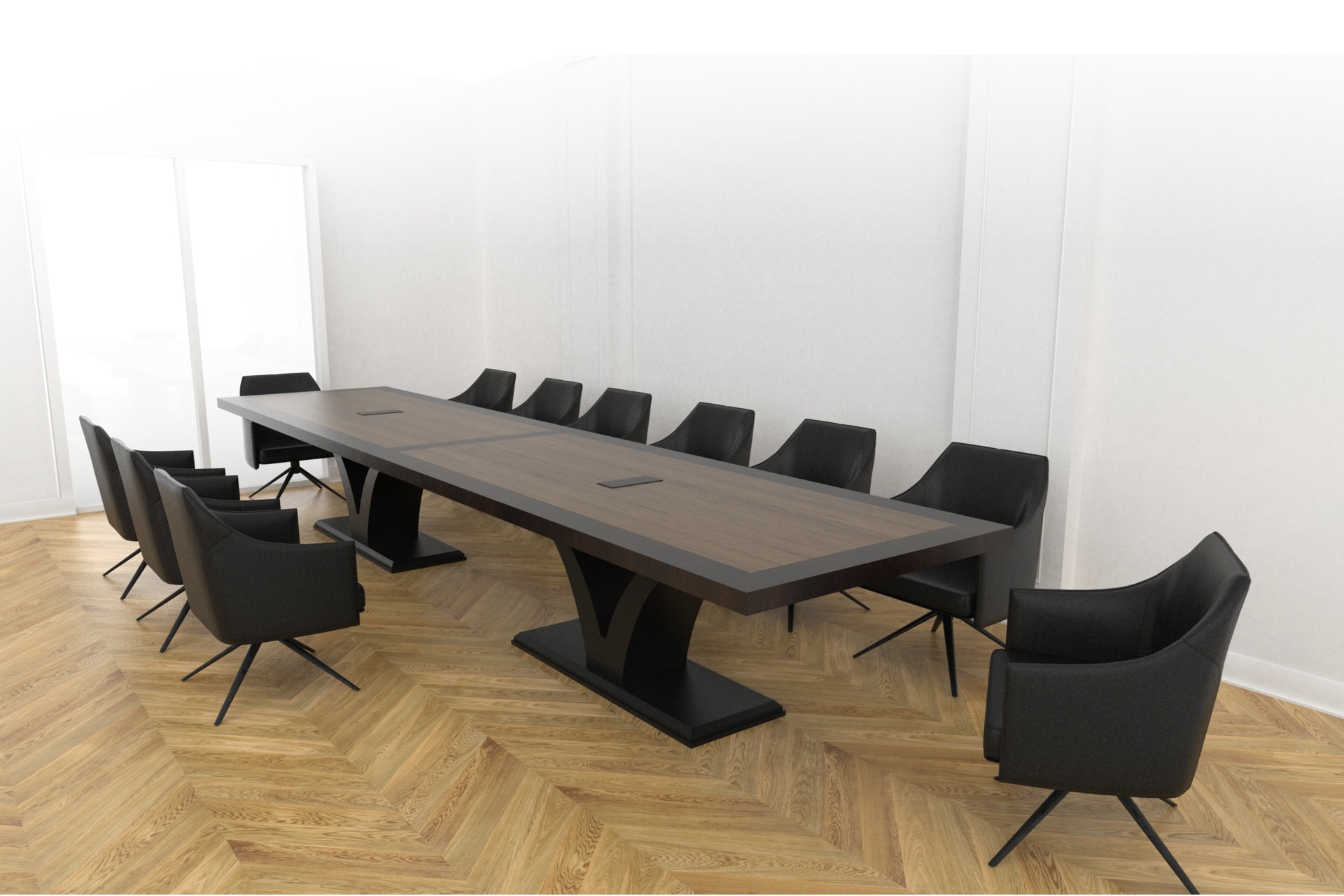 stol konferencyjny dlugi 5m orzech ciemny podstawa art deco